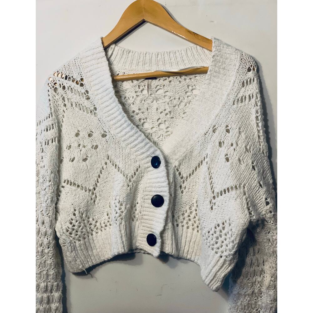 Free People Chloe Cardi / Evening Cream sz small - Picture 7 of 10